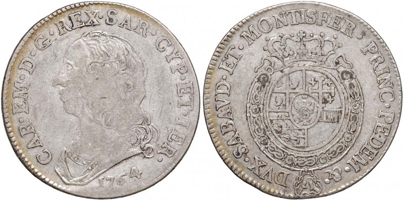 Carlo Emanuele III (1730-1773) Mezzo scudo 1764 – Nomisma 168 AG (g 17,39) R Mod...