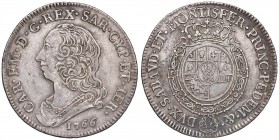 Carlo Emanuele III (1755-1773) Mezzo scudo 1766 – Nomisma 170 AG (g 17,50) R Minimi graffietti al R/
BB