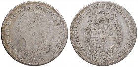 Carlo Emanuele III (1730-1773) Quarto di scudo 1755 – Nomisma 177 AG (g 8,51) Graffi diffusi al D/
MB+