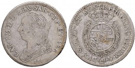 Carlo Emanuele III (1730-1773) Quarto di scudo 1762 – Nomisma 184 AG (g 8,58) Macchie
qBB
