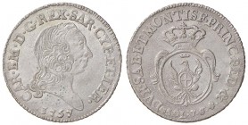 Carlo Emanuele III (1730-1773) 7,6 Soldi 1757 – Nomisma 201 MI (g 4,47) Dalla nostra asta 26, lotto 3464
SPL