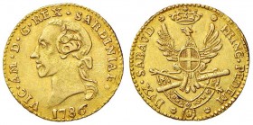 Vittorio Amedeo III (1773-1796) Quarto di doppia 1786 – Nomisma 323; MIR 986 AU (g 2,31) RR Graffietti nel campo del D/
BB