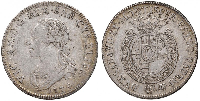 Vittorio Amedeo III (1773-1796) Quarto di scudo 1774 – Nomisma 347 AG (g 8,74) R...