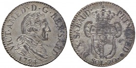 Vittorio Amedeo III (1773-1796) 20 Soldi 1794 – Nomisma 363 MI (g 4,94) 
SPL/SPL+