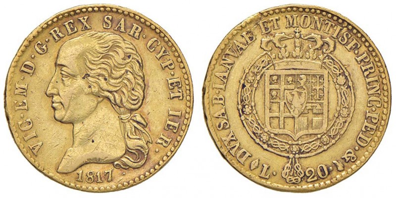 Vittorio Emanuele I (1802-1821) 20 Lire 1817 – Nomisma 509 AU R Colpetti al bord...