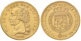 Vittorio Emanuele I (1802-1821) 20 Lire 1820 – Nomisma 512 AU R Minimo graffietto lungo il collo al D/
BB/BB+