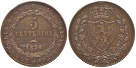 Carlo Felice (1821-1831) 5 Centesimi 1826 T (P) – Nomisma 616 CU RR Sigillato SPL da GMA Numismatica
SPL