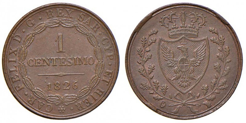 Carlo Felice (1821-1831) Centesimo 1826 Torino P. – Nomisma 621 CU (g 2,07) 
SP...