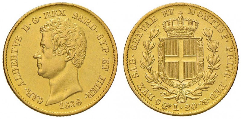 Carlo Alberto (1831-1849) 20 Lire 1838 T – Nomisma 650 AU R Lucidato ma con otti...