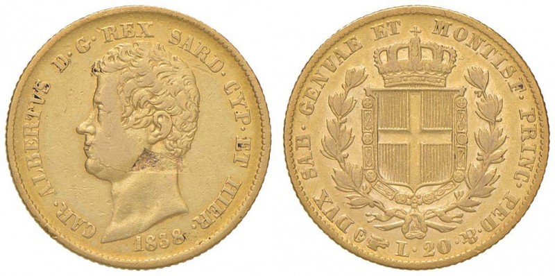 Carlo Alberto (1831-1849) 20 Lire 1838 T – Nomisma 650 AU R Difetto di coniazion...