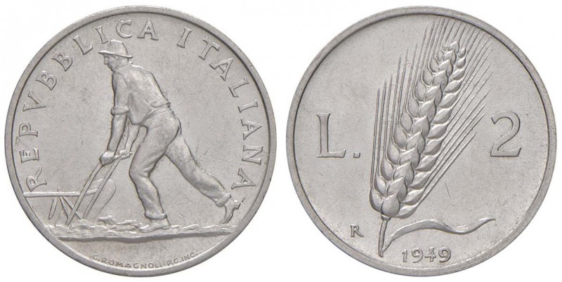 REPUBBLICA ITALIANA (1946-) 2 Lire 1949 – Nomisma 370 IT Segni da contatto
FDC...