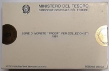 REPUBBLICA ITALIANA (1947-) Divisionale 1991. Undici pezzi proof. In confezione originale da zecca, ancora sigillata
FS