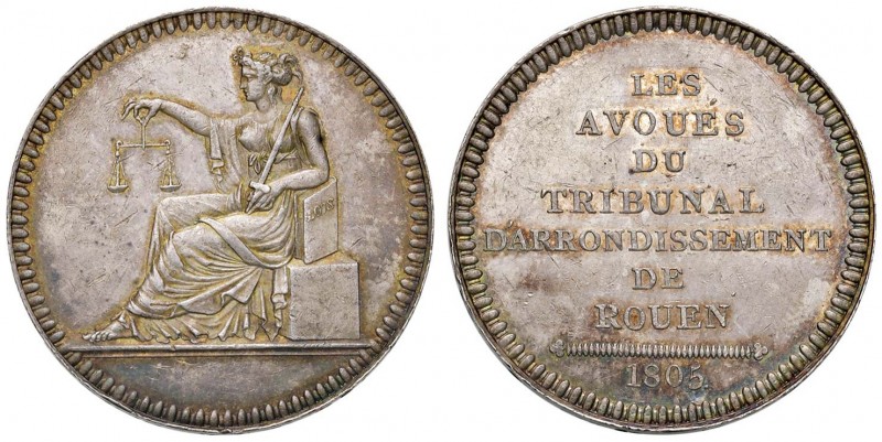 SELEZIONE DI MEDAGLIE DELL’ETÀ NAPOLEONICA Gettone 1805 Avvocati di Rouen - D/ n...