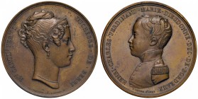 MEDAGLIE FRANCESI La duchessa di Berri e il duca di Bordeaux - Medaglia 1827 - Bronzo – 51 mm – 61,85 gr. – R – Opus: Dubois 
FDC