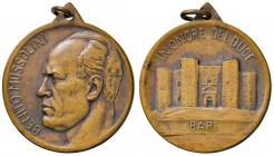 MEDAGLIE FASCISTE Medaglia Bari in onore del duce – Opus: M. Nelli – AE (g 13,64 – Ø 31 mm) 
BB/SPL