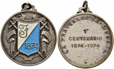 Modena Medaglia 1974 Centenario La Fratellanza – MA (g 14,38 – Ø 31 mm)
SPL