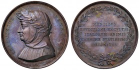 Serie degli uomini illustri – Francesco Petrarca – Medaglia – Opus: Girometti - AE (g 46,79 – Ø 40 mm) Contromarca testina di Minerva al bordo, coniaz...