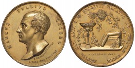 Serie degli uomini illustri del Regno delle Due Sicilie - Marco Tullio Cicerone – Medaglia 1830 Bronzo dorato – 40,6 mm – 39,65 gr. – RR – Opus: Vince...