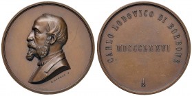 NAPOLI Per Carlo Lodovico di Borbone - Medaglia 1876 - Bronzo – 50,6 mm – 66,36 gr. – Opus: Luigi Giorgi – Varesi n. 373 – Comandini pag. 524/V. RR
q...