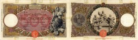 Banca d’Italia – 500 Lire 17/06/1935 E130 8315 – Gig. BI 29K Pieghe, restauri. Piccoli strappi restaurati in basso e in alto
MB/BB