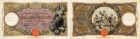 Banca d’Italia – 500 Lire 11/06/1940 E190 7454 – Gig. BI 29S Screpolature diffuse, carta ruvida. Strappi
MB