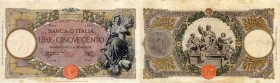 Banca d’Italia – 500 Lire 23/03/1942 T255 1324 – Gig. BI 29Z Pieghe e strappi. Restauri 
MB