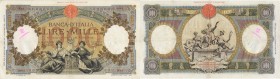 Banca d’Italia – 1.000 Lire 15/04/1935 R41 5062 – Gig. BI 44F Pieghe e scritte, qualche forellino di spillo in alto a sinistra 
BB+