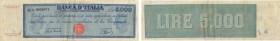 Banca d&rsquo;Italia &ndash; 5.000 Lire 08/11/1947 serie 0,956,074 &ndash; Gig. BI 63A R Pieghe, piccoli restauri. Leggere scritte in inchiostro blu a...