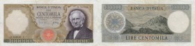 Banca d’Italia – 100.000 Lire 03/07/1967 Q 066046 F – Gig. BI 82A RR Pieghe. Forellino e strappo
BB