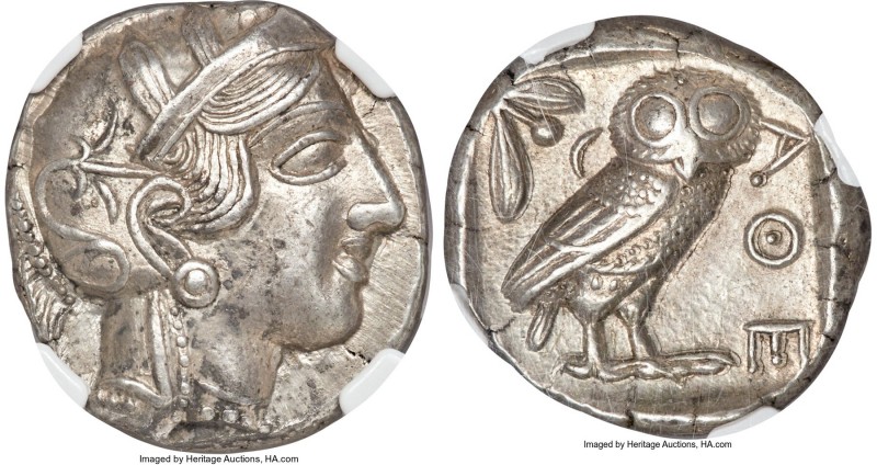 ATTICA. Athens. Ca. 440-404 BC. AR tetradrachm (25mm, 17.19 gm, 8h). NGC AU 5/5 ...