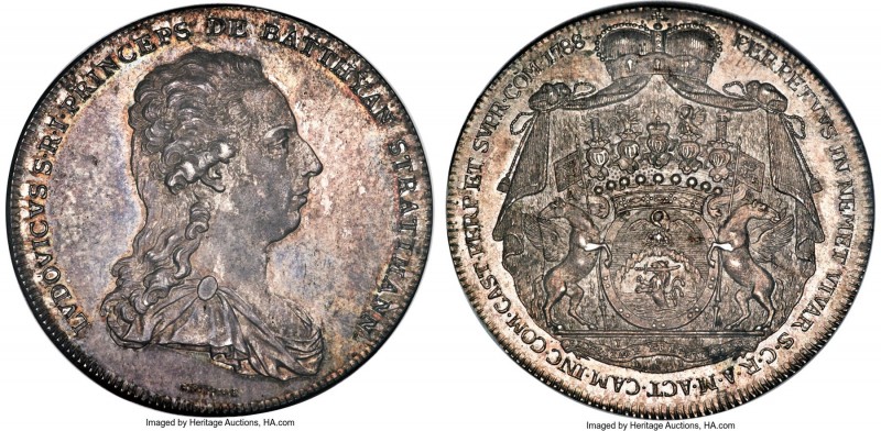 Batthyani. Prince Ludwig Taler 1788 MS64 NGC, Vienna mint, KM8, Dav-1184. A cali...
