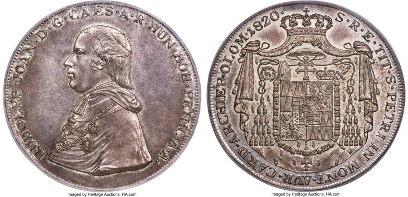 Olmutz. Rudolph Johann Taler 1820 MS63 PCGS, Vienna mint, KM494, Dav-41. Sharply...
