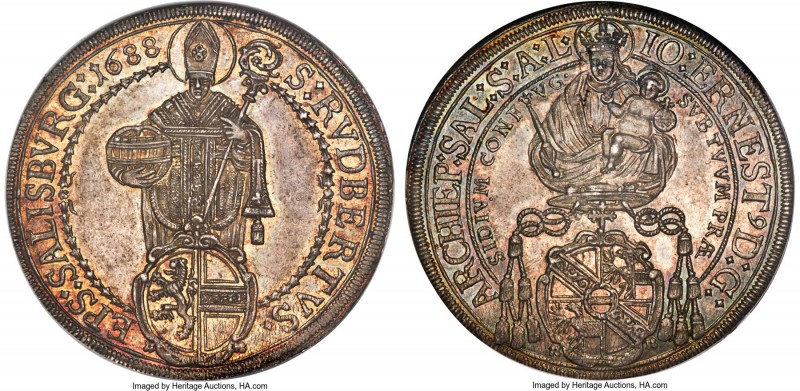 Salzburg. Johann Ernst Taler 1688 MS64 NGC, KM254, Dav-3510, Probszt-1795. A mas...