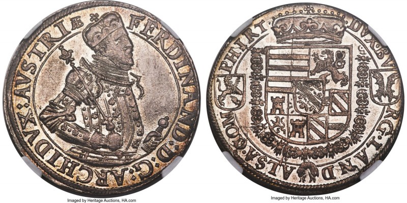 Archduke Ferdinand Taler ND (1564-1595) MS66 NGC, Ensisheim mint, Dav-8088. A sp...