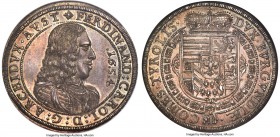 Archduke Ferdinand Charles Taler 1654 MS63 NGC, Hall mint, KM932.3, Dav-3367. Fully struck and yielding ample detail for appreciation, a perfectly uni...