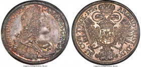 Karl VI Taler 1725 MS63 NGC, Hall mint, KM1617, Dav-1054. Displaying an absolute minimum of disturbances to the surfaces, a lustrous sheen and a steel...