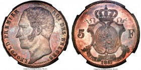 Leopold I copper Proof Pattern 5 Francs 1847 PR64+ Red and Brown NGC Brussels mint, KM-Pn43, Dupriez-291. With LAMBERT signature. A pleasing selection...