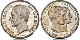 Leopold I Medallic "Royal Wedding" 5 Francs 1853 MS67+ NGC, Brussels mint, KM-X2.1, Dav-52. Hyphen Between Dates variety. Nearly flawless and dressed ...