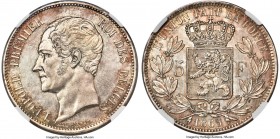 Leopold I 5 Francs 1865 MS63 NGC, Brussels mint, KM17, Dav-51. The final year of issue for the type, struck from 1849 to 1865. Produced by a formidabl...