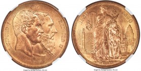 Leopold II copper Pattern 5 Francs 1880 MS66 Red NGC, Brussels mint, KM-X8a. Issued to celebrate the 50th anniversary of the Kingdom of Belgium. Exhib...