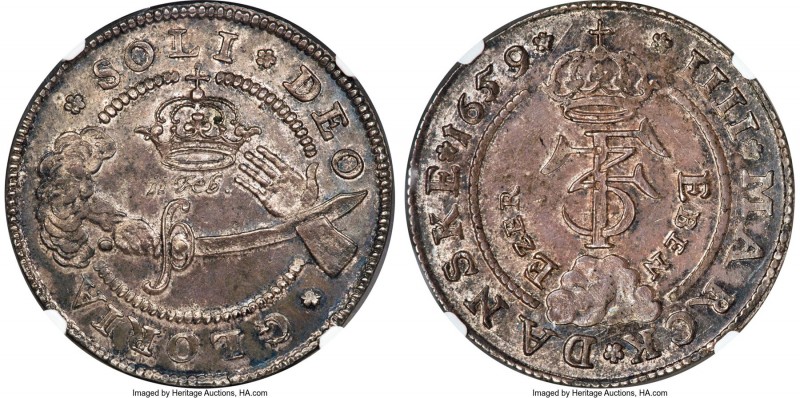 Frederick III Krone (4 Mark) 1659 MS64 NGC, Copenhagen mint, KM194.5, Dav-3576. ...
