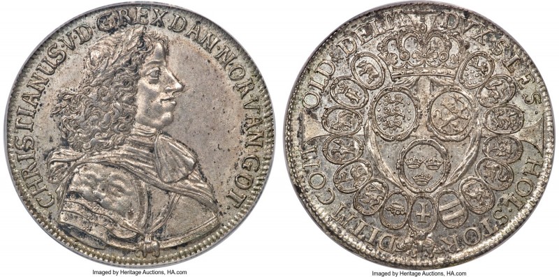 Christian V Speciedaler 1670 MS62 PCGS, Copenhagen mint, KM322, Dav-3629, Hede-6...
