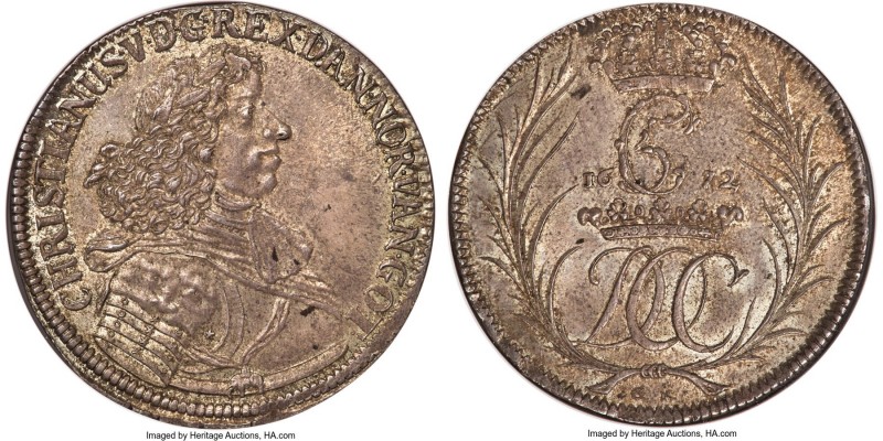 Christian V Speciedaler 1672-GK MS64 NGC, Copenhagen mint, KM362 (10 known), Dav...