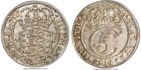 Christian V Krone (4 Mark) 1673 AU58 PCGS, Glückstadt mint, cf. KM343 (date unlisted), Dav-3633A. Date unlisted in the Standard Catalog of World Coins...