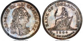 George III silver Proof Bank Token of 6 Shillings 1804 PR65 NGC, KM-Tn1, Dav-101, S-6615. Plain edge. A wonderful gem dressed in a silty pastel patina...