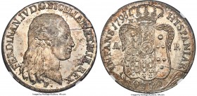 Naples & Sicily. Ferdinando IV 120 Grana 1798 P-AP MS65 NGC, Naples mint, KM215, Dav-1409. A marvelous example of this large silver type with full min...