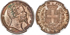 Sardinia. Vittorio Emanuele II 5 Lire 1850 (Anchor)-P MS66+ NGC Genoa mint, KM144.2, Dav-370, Pag-370 (R), MIR-1057a (R). Simply spectacular, needless...