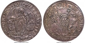 Venice. Pietro Grimani Ducatone ND (1741-1742)-FP AU53 NGC, KM582, Dav-1545. Displaying an aged metal tone over surfaces retaining an appealing, gloss...