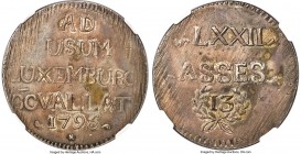 Franz II Siege Ecu (72 Asses or Sols) 1795 MS63 NGC, KM20, Dav-1592, Delm-397, Bernays/Vannerus-263. Siege/emergency issue produced during the French ...