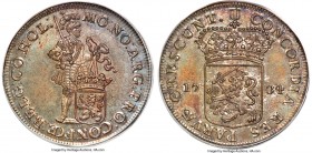 Holland. Provincial Silver 2 Ducat 1734 MS65 PCGS, KM79 (Rare), Dav-1839, Delm-969a. 56.10gm. A premier gem example of this double silver ducat rarity...